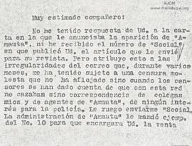 Tarjeta a Emilio Roig de Leuchsenring, 12/3/1928