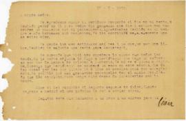Carta a Artemia G de Falcón, 27/5/1924