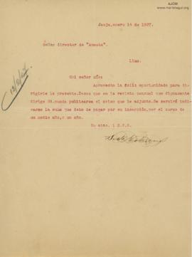 Carta de Sixto E. Miguel, 14/1/1927