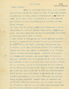 Carta a Bertha Molina (Ruth), 10/4/1916
