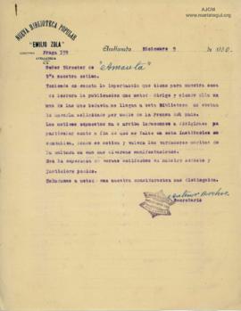 Carta de Antenor Barchez, 9/12/1930