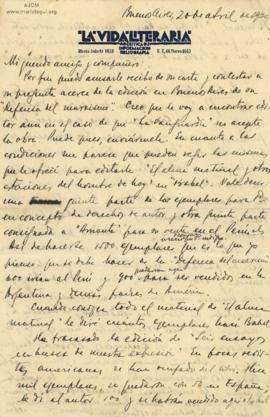 Carta de Samuel Glusberg, 20/4/1929