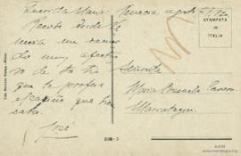 Tarjeta Postal a María Consuelo Cavero Mariátegui, 29/8/1920