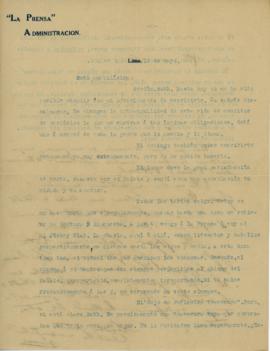 Carta a Bertha Molina (Ruth), 19/5/1916