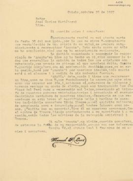 Carta de Manuel F. Laos, 28/10/1927