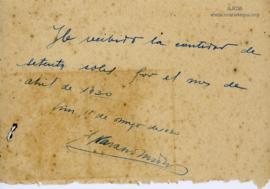 Recibo de pago por servicios de Antonio Navarro Madrid, 11/5/1930