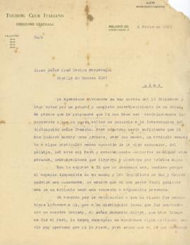 Carta del Touring Club Italiano, 6/2/1925