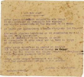 Poema "una por otra" de Nicanor de la Fuente, [1928]
