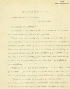Carta a Pedro Ruíz Bravo, 9/6/1923