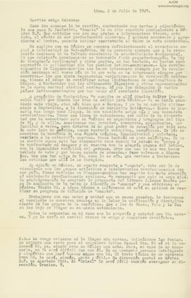 Carta a José Malanca, 2/7/1929