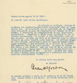 Carta de César Miró, 13/8/1928