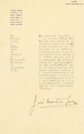 Carta de José Martínez Jerez, 9/1928