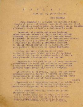 Escrito titulado Thorax, Rivero Falconí [Manuscrito]