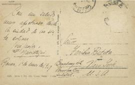 Tarjeta Postal a Toribio Beteta, 1/1/1920