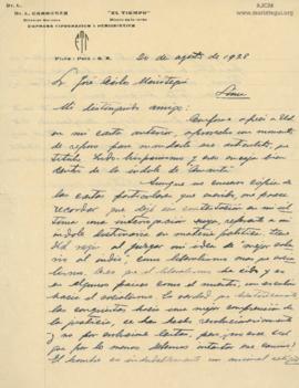 Carta de Luis Carranza, 20/8/1928