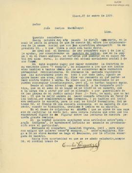 Carta de Emilio Vásquez S., 27/1/1929