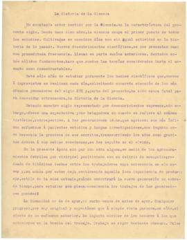 Ensayo "La Historia de la ciencia" de Eloy Gregorio Parra, 1928