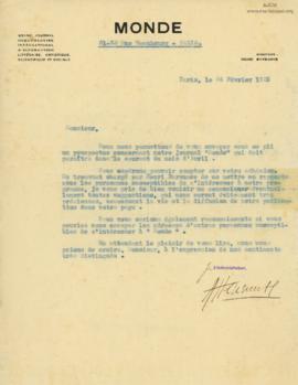 Carta de Henneuth (Monde), 24/2/1928