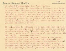 Tarjeta de Samuel Ramírez Castilla, 2/1930