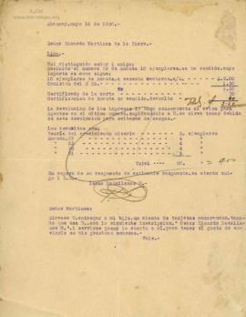Carta de Isaac Batallanos H., 18/5/1930