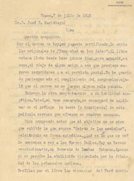 Carta de Luis E. Valcárcel, 7/7/1926