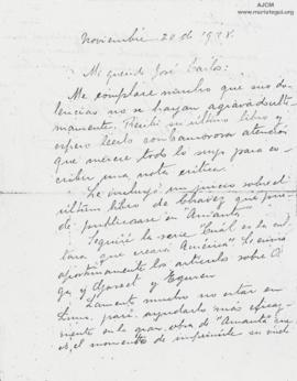 Carta de Antenor Orrego, 20/11/1928