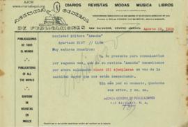 Carta de la Agencia General de Publicaciones, 19/8/1930