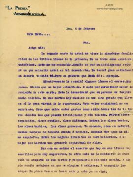 Carta a Bertha Molina (Ruth), 4/2/1916