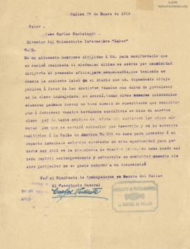 Carta de Carlos Vidarte, 29/1/1929