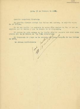 Carta a Samuel Glusberg, 26/2/1930
