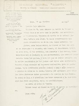 Carta a Luis Alberto Sánchez, 20/10/1929