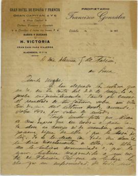 Carta a Artemia G de Falcón, 9/5/1921