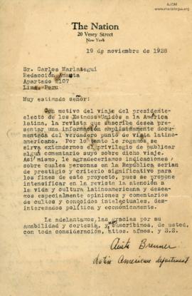 Carta de Anita Brenner, 19/11/1928