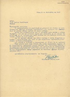 Carta de Filiberto Teusta Mori, 14/12/1927
