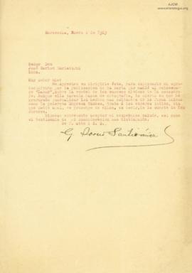 Carta de Sovero Santiváñez, 2/1/1929