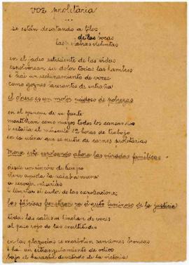 Poema "Voz proletaria" por Carlos Arbulú Miranda, 1928