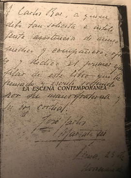 Dedicatoria a Carlos Roe, 25 de noviembre de [1925]