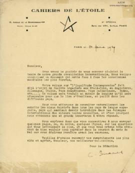 Carta de Carlo Suarès, 20 de marzo de 1929