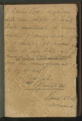 Dedicatoria a Carlos Roe, 25 de noviembre de [1925]