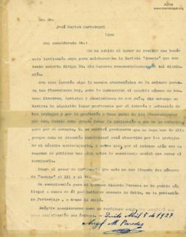 Carta de Angel M. Paredes, 5/4/1927
