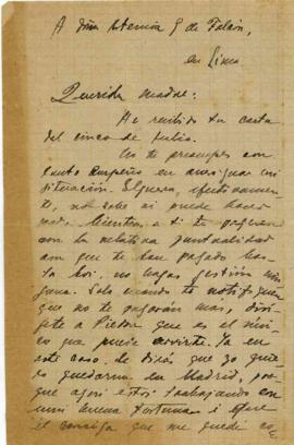 Carta a Artemia G de Falcón, 12/8/1921