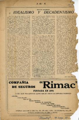 Idealismo y decadentismo [Recorte de Prensa]