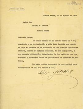 Carta de Máximo Soto-Hall, 11/8/1927