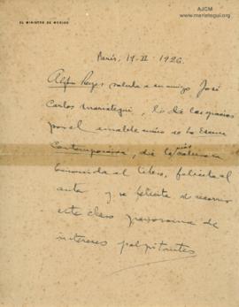 Carta de Alfonso Reyes, 19/2/1926
