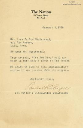 Carta de The Nation,7/1/1928