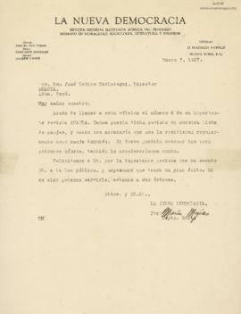 Carta de María Mejías, 7/1/1927