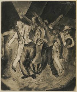 Reproducción de un óleo de Eduardo Abela "Los funerales de papa montero"
