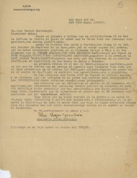 Carta de Alejandro Rojas Zevallos, 3/1927