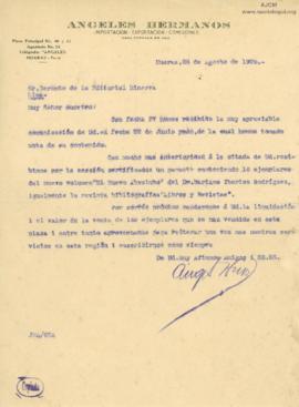 Carta de Angeles Hermanos, 28/8/1926