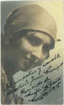 Fotografía con dedicatoria de Anita España, 1916